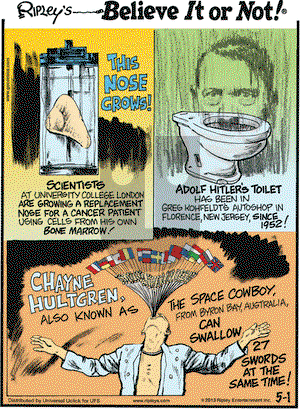 Ripley's Believe It or Not on Wednesday May 1, 2013 Comic Strip