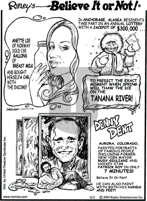 Ripley's Believe It or Not - Thursday June 3, 2004 Comic Strip