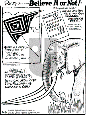 Ripley's Believe It or Not on Monday July 6, 1998 Comic Strip