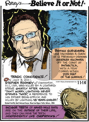 Ripley's Believe It or Not - Wednesday November 16, 2011 Comic Strip