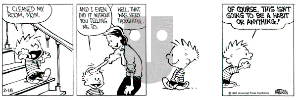 Calvin and Hobbes on Wednesday February 18, 1987 Comic Strip