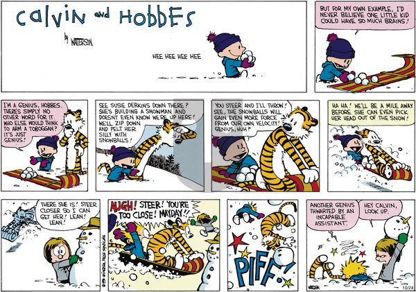 Calvin and Hobbes on Sunday January 7, 1990 Comic Strip