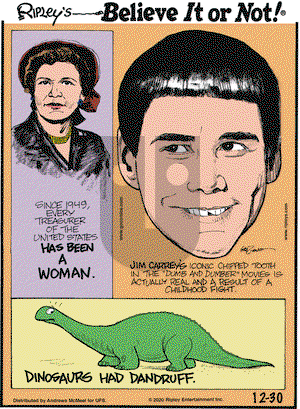 Ripley's Believe It or Not on Wednesday December 30, 2020 Comic Strip