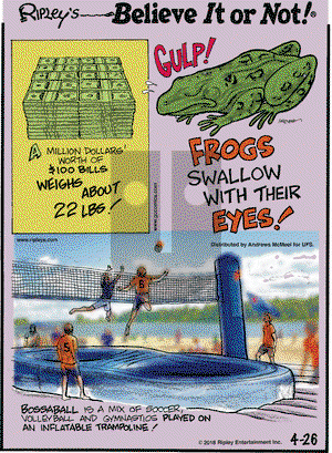 Ripley's Believe It or Not on Thursday April 26, 2018 Comic Strip