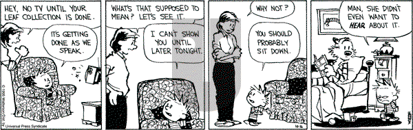 Calvin and Hobbes - Monday October 16, 1995 Comic Strip