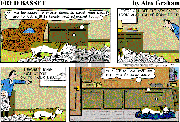 Fred Basset on Sunday September 15, 2002 Comic Strip