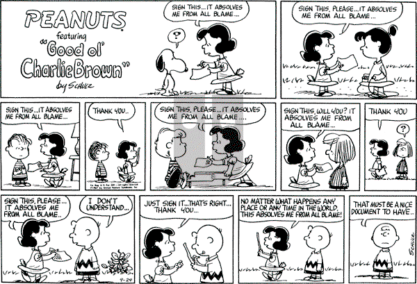 Peanuts - Sunday September 24, 1967 Comic Strip