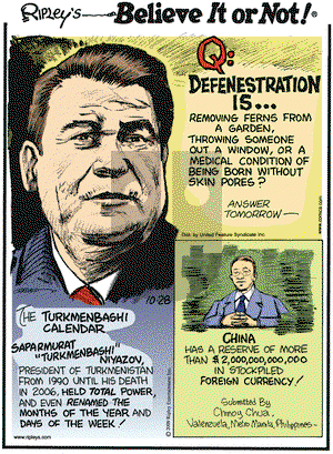 Ripley's Believe It or Not - Wednesday October 28, 2009 Comic Strip