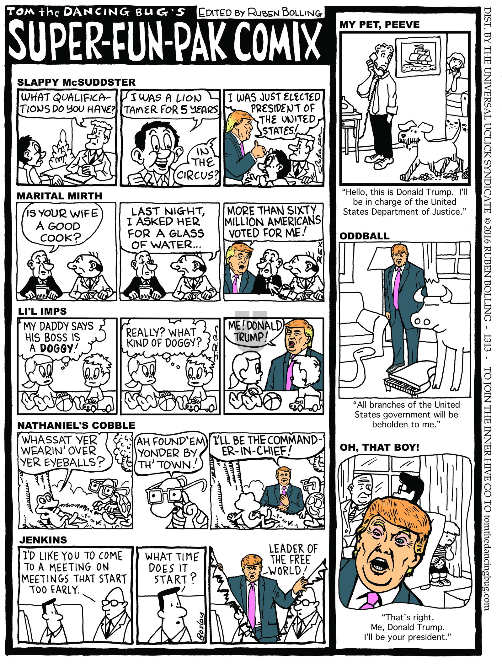 Tom the Dancing Bug on Monday November 14, 2016 Comic Strip