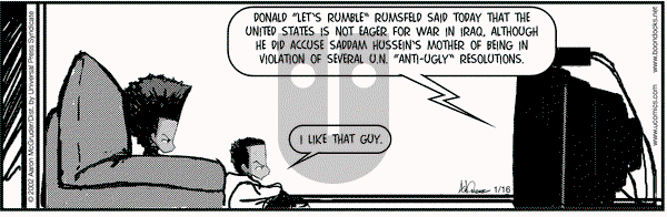 The Boondocks on Thursday January 16, 2003 Comic Strip