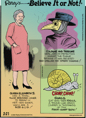 Ripley's Believe It or Not on Friday February 21, 2020 Comic Strip