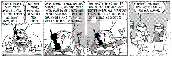 Cathy Classics on Monday February 17, 1997 Comic Strip