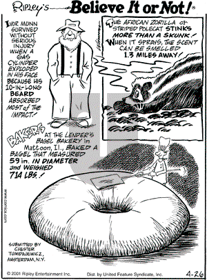 Ripley's Believe It or Not on Thursday April 26, 2001 Comic Strip