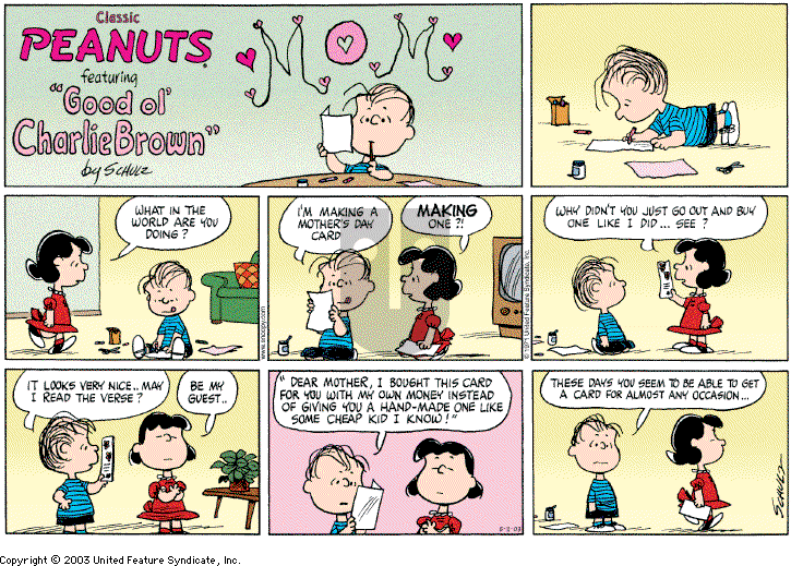 Peanuts - Sunday May 11, 2003 Comic Strip