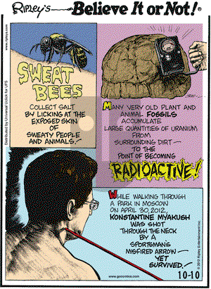 Ripley's Believe It or Not on Wednesday October 10, 2012 Comic Strip