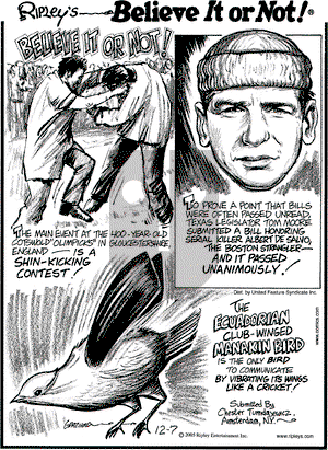 Ripley's Believe It or Not on Wednesday December 7, 2005 Comic Strip