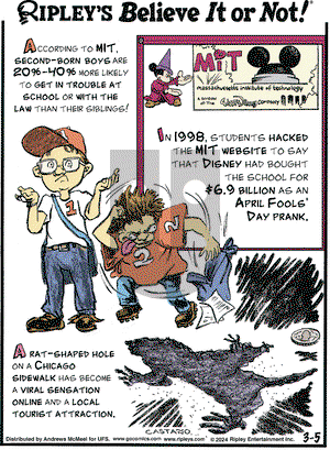 Ripley's Believe It or Not - Tuesday March 5, 2024 Comic Strip
