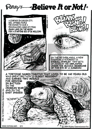 Ripley's Believe It or Not on Saturday June 5, 2004 Comic Strip