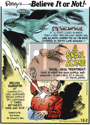 Ripley's Believe It or Not on Wednesday October 2, 2013 Comic Strip