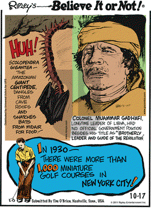Ripley's Believe It or Not on Monday October 17, 2011 Comic Strip