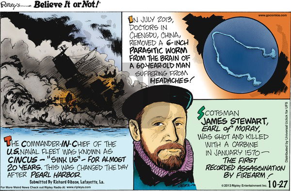 Ripley's Believe It or Not on Sunday October 27, 2013 Comic Strip