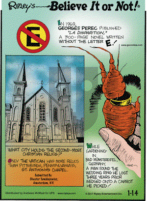 Ripley's Believe It or Not on Saturday January 14, 2017 Comic Strip