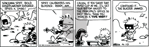 Calvin and Hobbes on Thursday April 10, 1986 Comic Strip