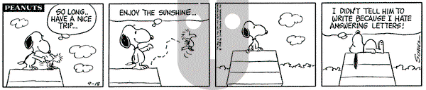 Peanuts on Wednesday September 18, 1968 Comic Strip