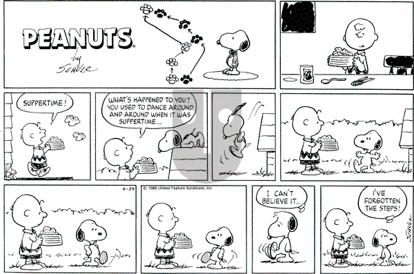 Peanuts on Sunday April 24, 1988 Comic Strip