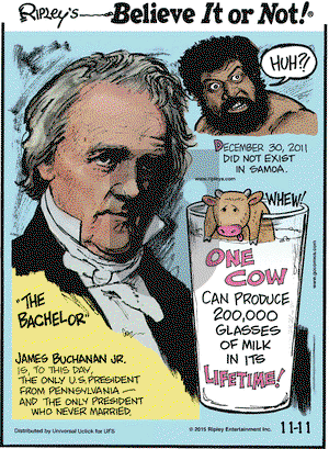 Ripley's Believe It or Not on Wednesday November 11, 2015 Comic Strip