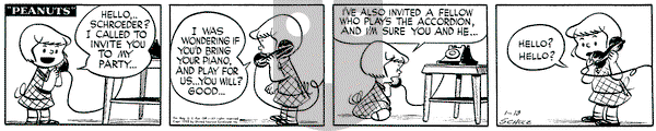 Peanuts on Tuesday January 13, 1953 Comic Strip