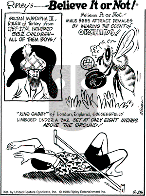 Ripley's Believe It or Not on Wednesday September 25, 1996 Comic Strip
