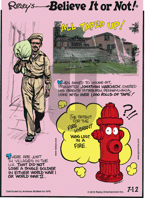 Ripley's Believe It or Not on Thursday July 12, 2018 Comic Strip