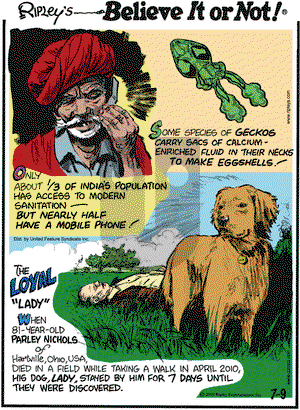 Ripley's Believe It or Not on Friday July 9, 2010 Comic Strip