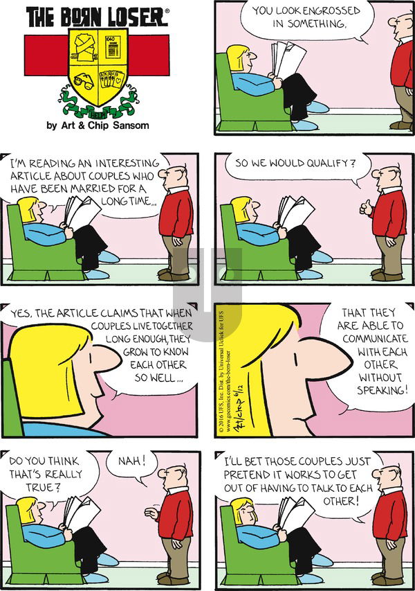 The Born Loser on Sunday June 12, 2016 Comic Strip