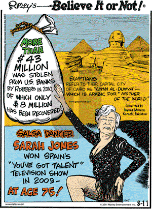 Ripley's Believe It or Not on Thursday August 11, 2011 Comic Strip