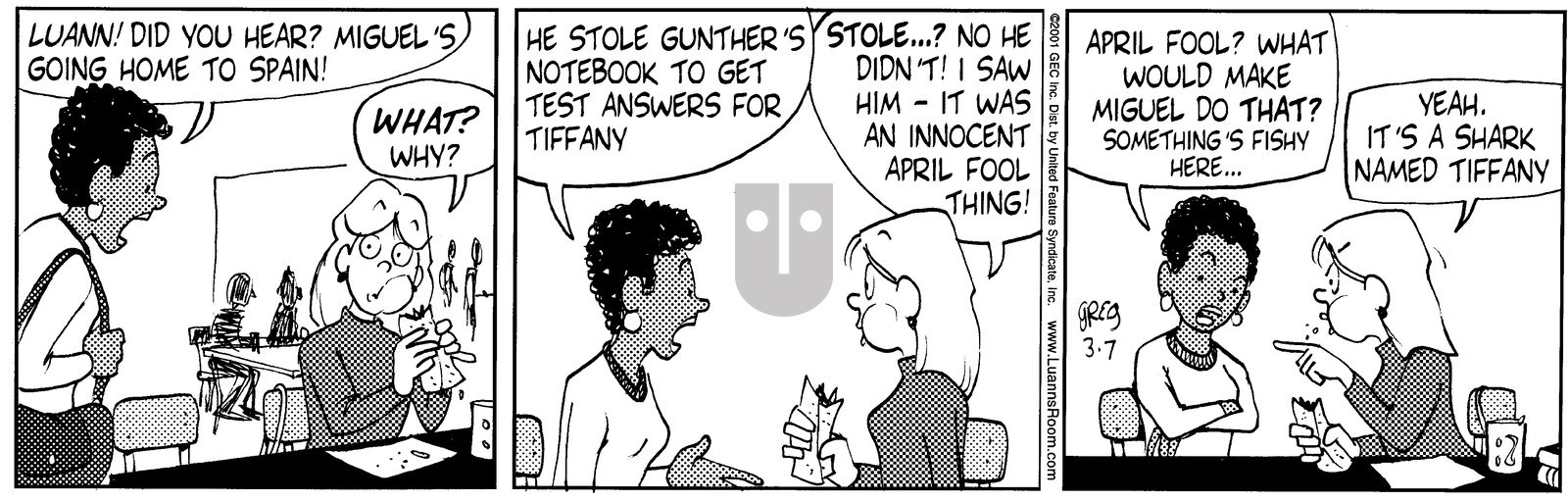 Luann - Wednesday March 7, 2001 Comic Strip