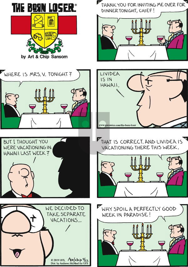 The Born Loser on Sunday September 22, 2019 Comic Strip