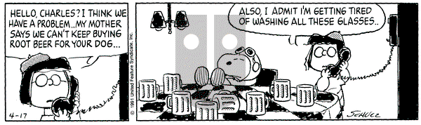 Peanuts on Wednesday April 17, 1991 Comic Strip