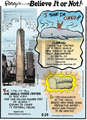 Ripley's Believe It or Not on Tuesday June 24, 2014 Comic Strip