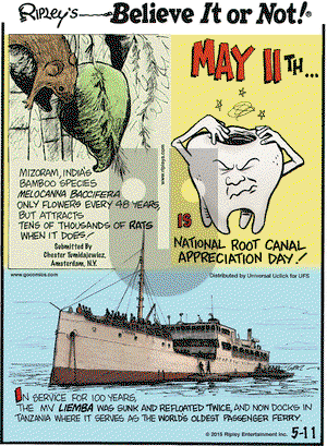 Ripley's Believe It or Not on Monday May 11, 2015 Comic Strip