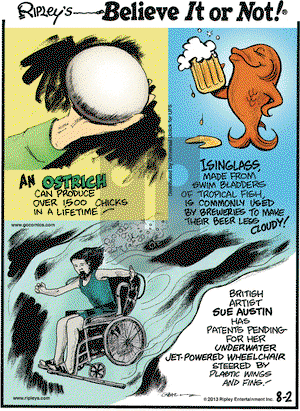 Ripley's Believe It or Not on Friday August 2, 2013 Comic Strip