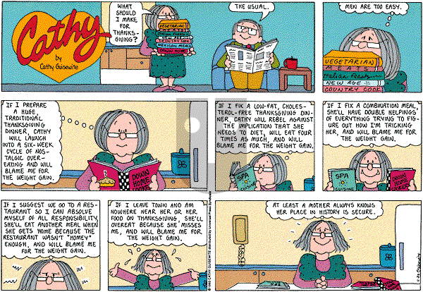 Cathy Classics - Sunday November 23, 1997 Comic Strip