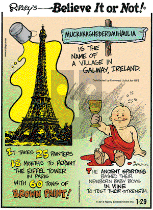 Ripley's Believe It or Not on Wednesday January 29, 2014 Comic Strip