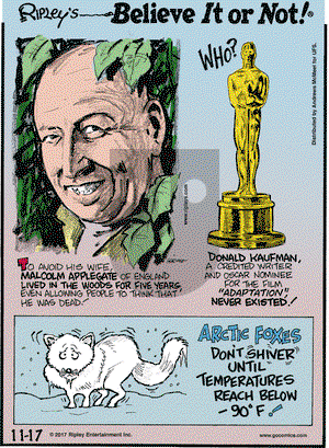 Ripley's Believe It or Not on Friday November 17, 2017 Comic Strip