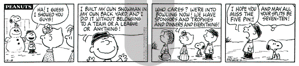 Peanuts on Saturday December 8, 1973 Comic Strip
