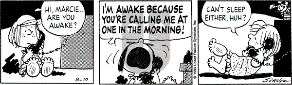 Peanuts - Wednesday August 10, 1994 Comic Strip