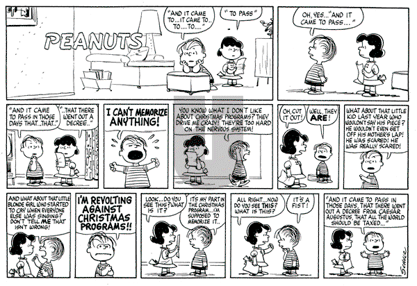 Peanuts on Sunday December 11, 1960 Comic Strip