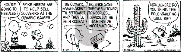 Peanuts - Friday June 10, 1988 Comic Strip