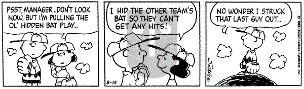 Peanuts on Monday August 15, 1988 Comic Strip